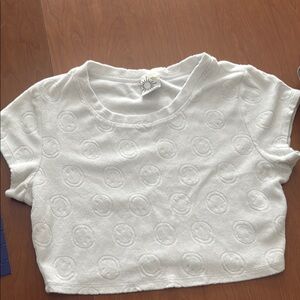 Aerie White Fitted Cap Sleeve Crop Top